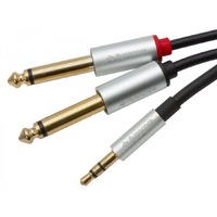 PC Audio Cable  3.5 TRS to Dual 6.5 TS  -  2 metre